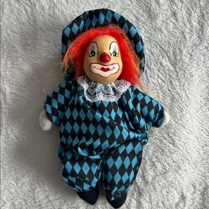 VTG Mini Ceramic Face Clown 6" Doll Hand Painted